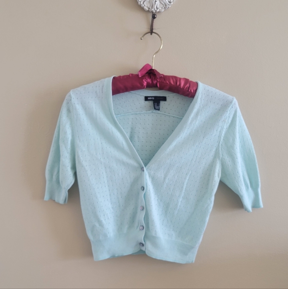 4/$15 SALE MNG | Mint Green Blue Button-Up Sweater Cardigan